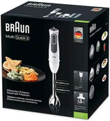 Braun Multiquick 3 MQ 3135 Mélangeur à sauce – Pürierstab Mit 11 Geschwindigkeiten plus Turbo-Stufe & Edelstahl-Mixfuß, 750 Watt, Inkl. 600 ml Mix-/Messbecher, Schneebesen & Zerkleinerer, Weiß/Grau Kitchen Naty Shop