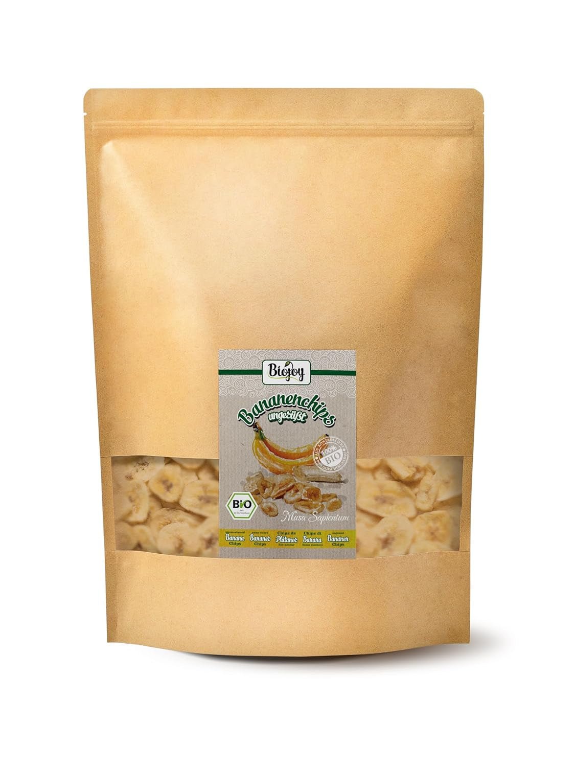 Chips de banane bio Biojoy (500 g), produits déshydratés secs et non soufrés Naty Shop 1 kg (1 paquet)