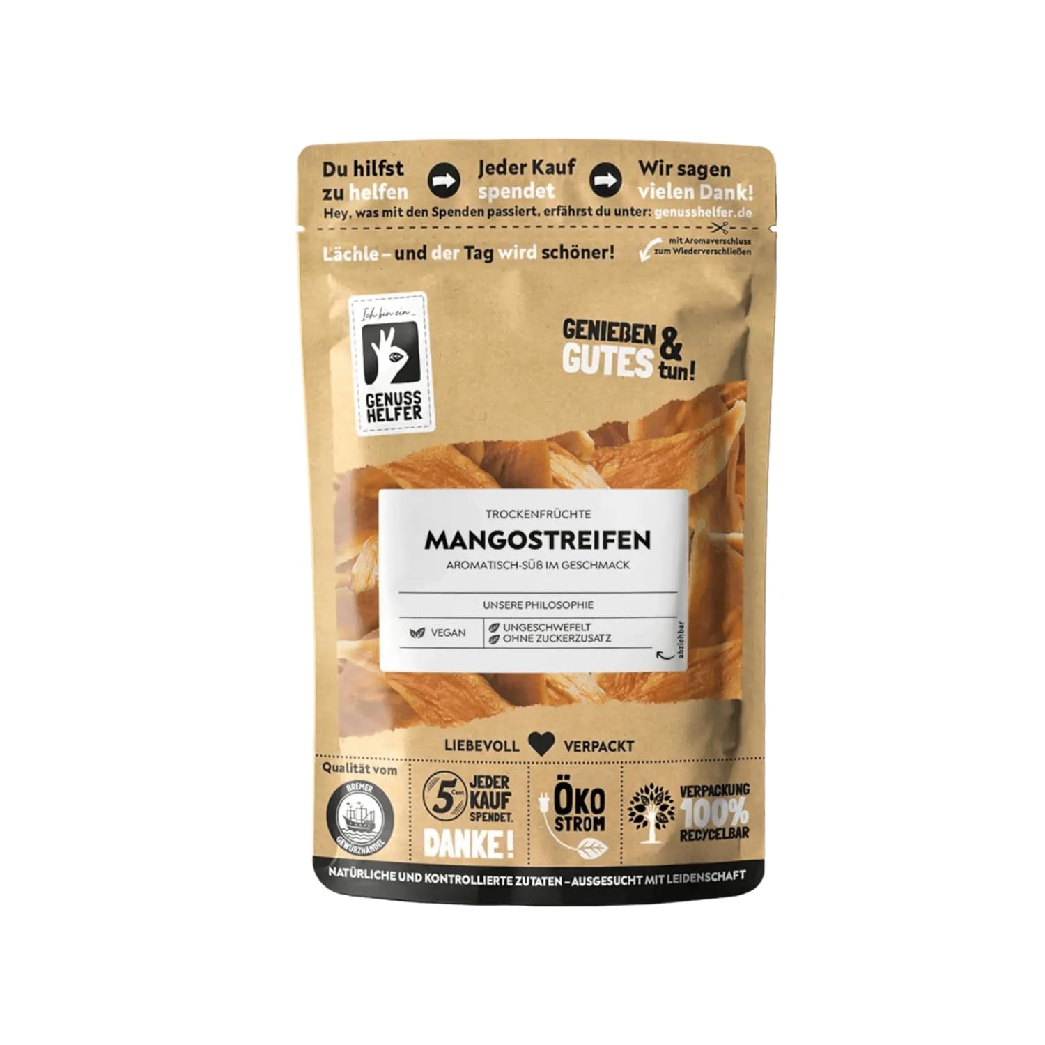 Mangue Bremer Gewürzhandel, lanières de mangue séchées, sans soufre, sans sucre ajouté, 1kg Produits déshydratés Naty Shop 180 G (1 paquet)