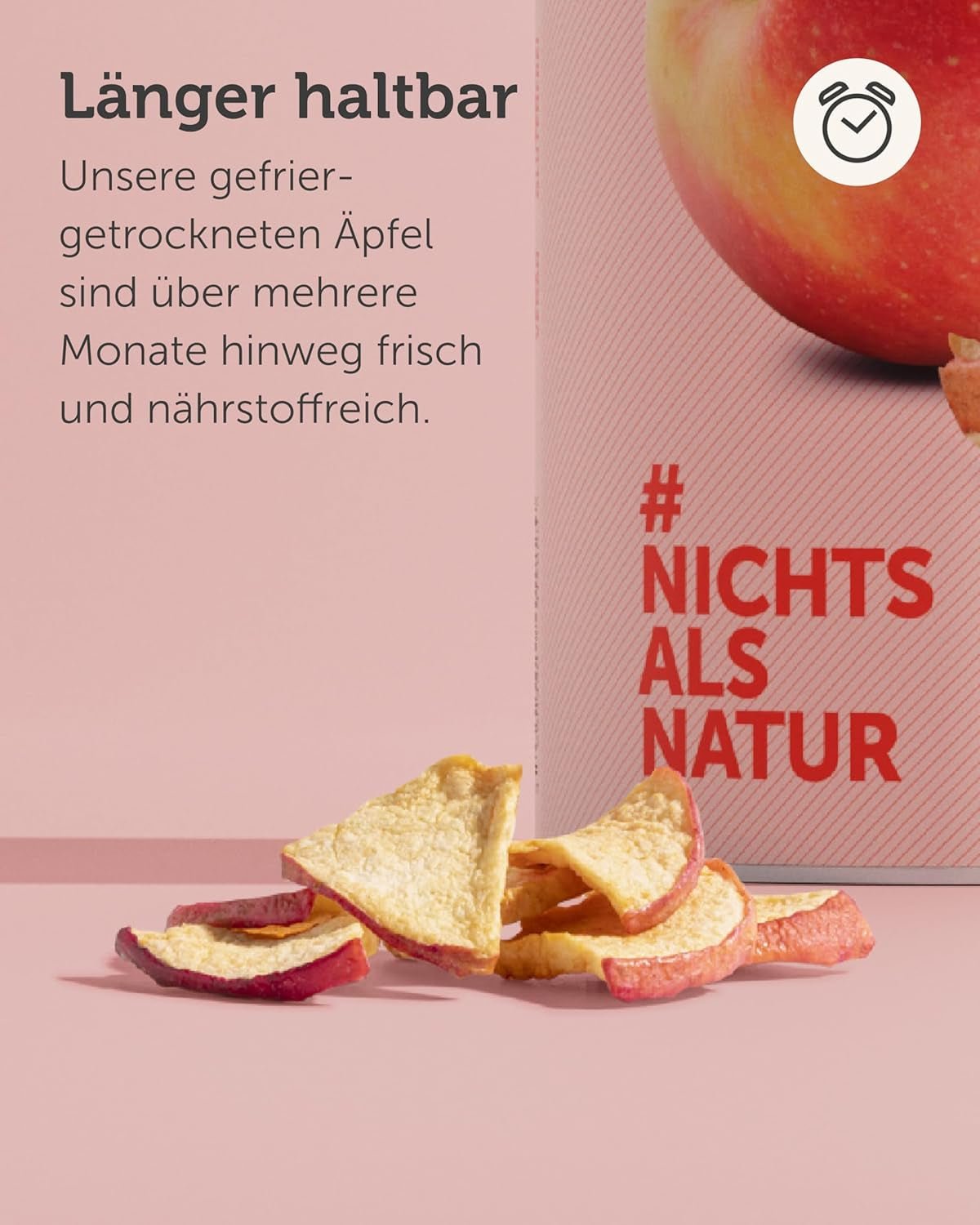 BUAH® Pommes lyophilisées biologiques | Pommes biologiques lyophilisées sans sucre ajouté | 100% fruits lyophilisés (végétalien, sans gluten, sans lactose) | Snack Idéal (110g) Produits déshydratés Naty Shop
