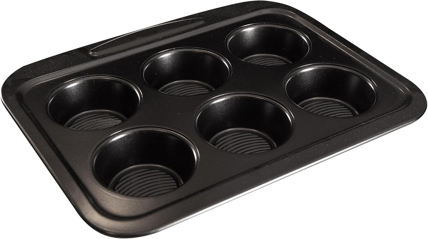 Masterpro Foodies - Plaques à pâtisserie pour 6 muffins - Répartition homogène de la chaleur - Fabriquées en acier au carbone - Fond antigrippant - Amovibles et faciles à laver Naty Shop Plaques et plaques à pâtisserie Multicolore 28,9 X 23,1 X 3,3 Cm