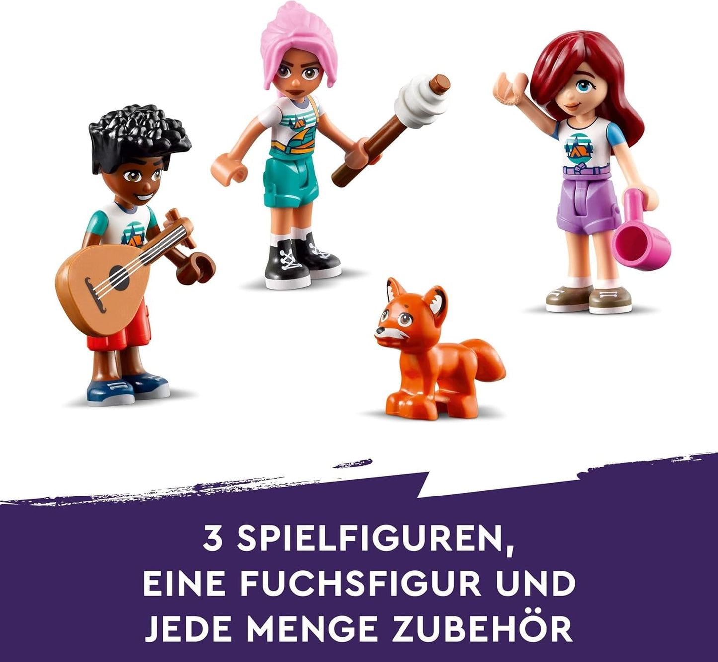 LEGO Friends Cosy Huts At Adventure Camp, ensemble de jeu de rôle en plein air, jouet pour enfants pour filles et garçons à partir de 7 ans avec 3 figurines et renard, jouet de camping 42624 sets de construction Besuche den LEGO-Store