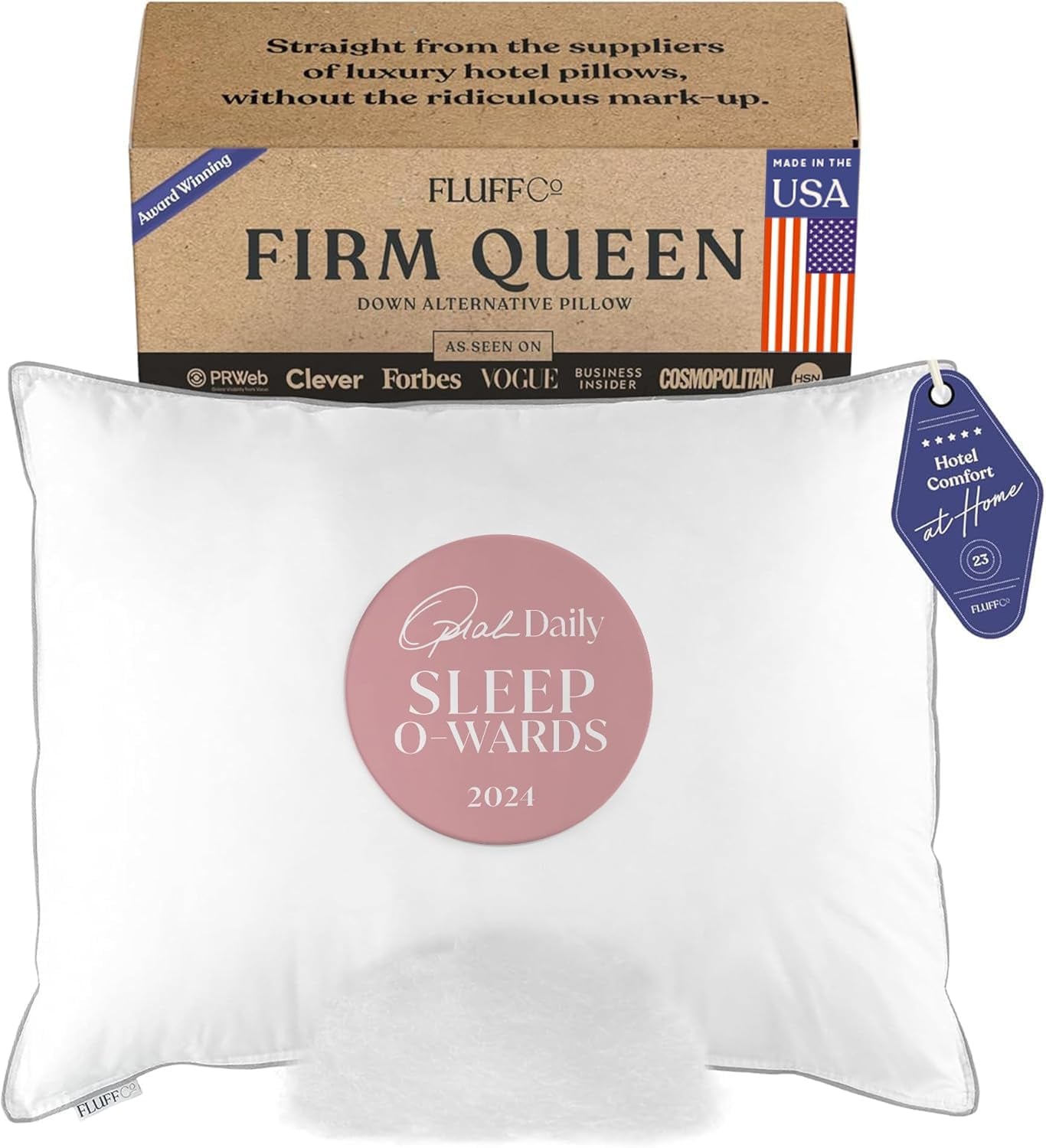 Fluffco Down Oreiller alternatif Oreiller standard pour dormir Oreiller Queen Oreiller de lit Oreiller de couchage latéral Oreiller de refroidissement Oreiller d'hôtel Oreiller cervical Oreiller de voyage (standard ferme) Oreillers standard Naty Shop Titre par défaut