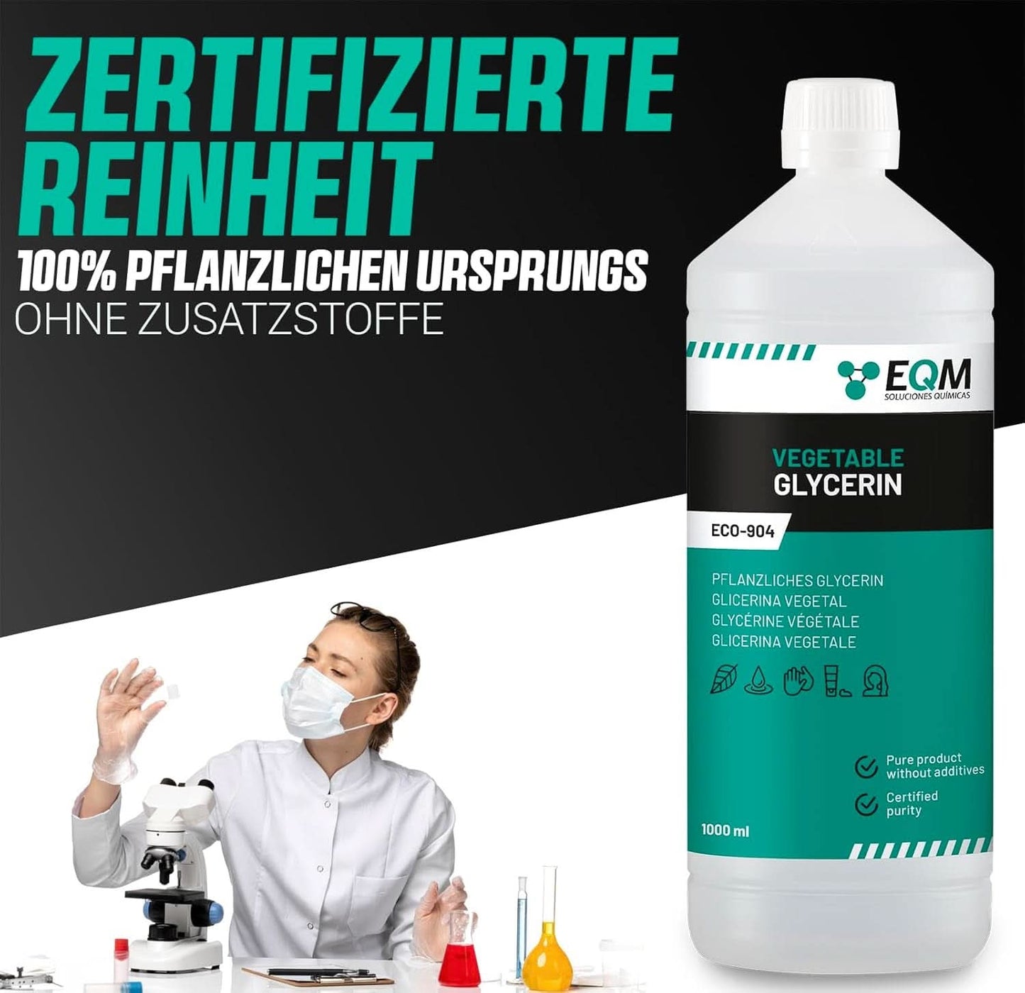 Glycérine végétale, 100% naturelle, hydratant naturel pour cheveux et peau, idéale pour les savons, shampoings, crèmes, 1 litre Douche et bain Naty Shop
