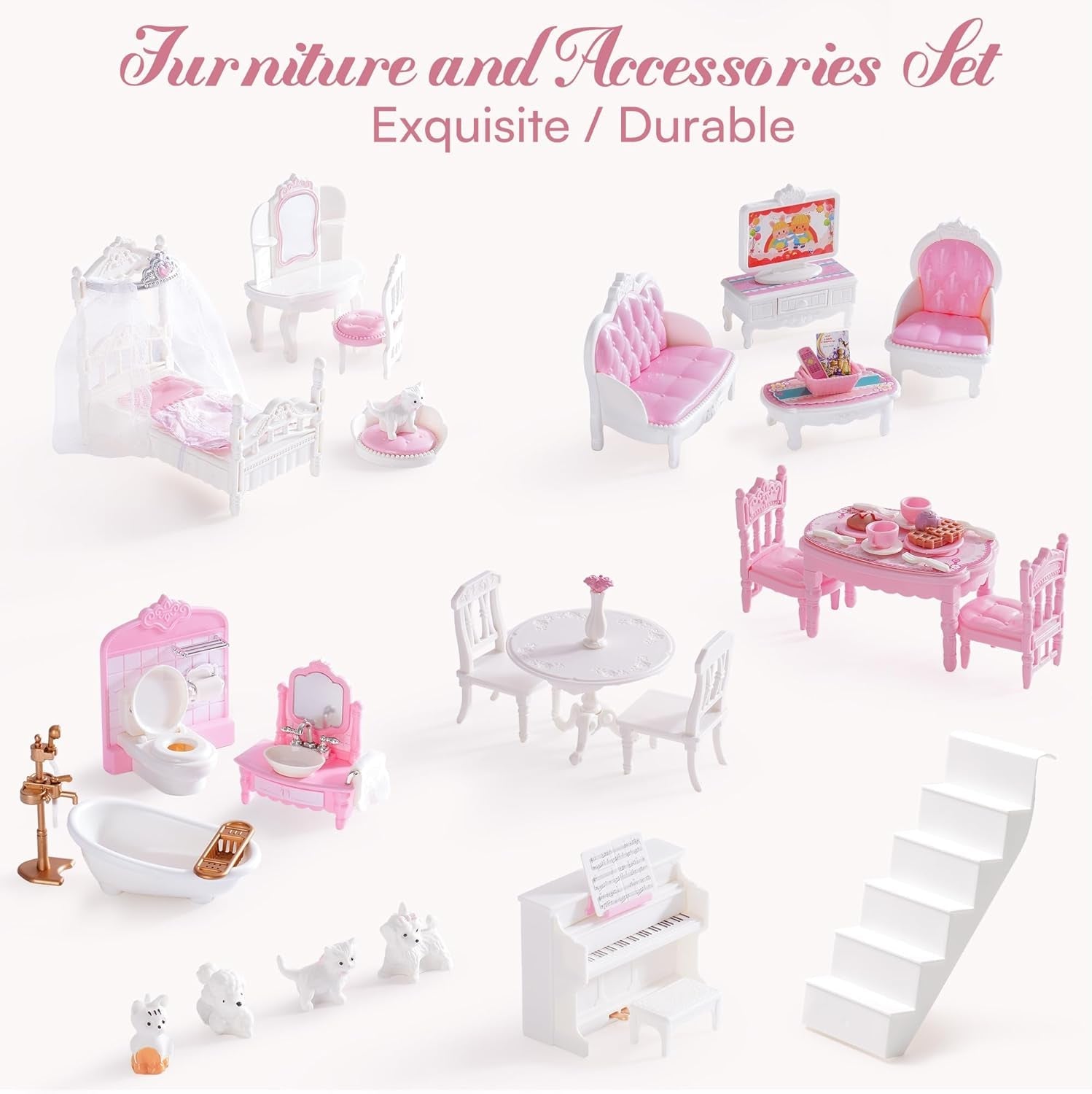 ROBUD Maison de poupée en bois pour enfants, jouet cadeau pour filles et garçons de 3, 4, 5, 6 ans