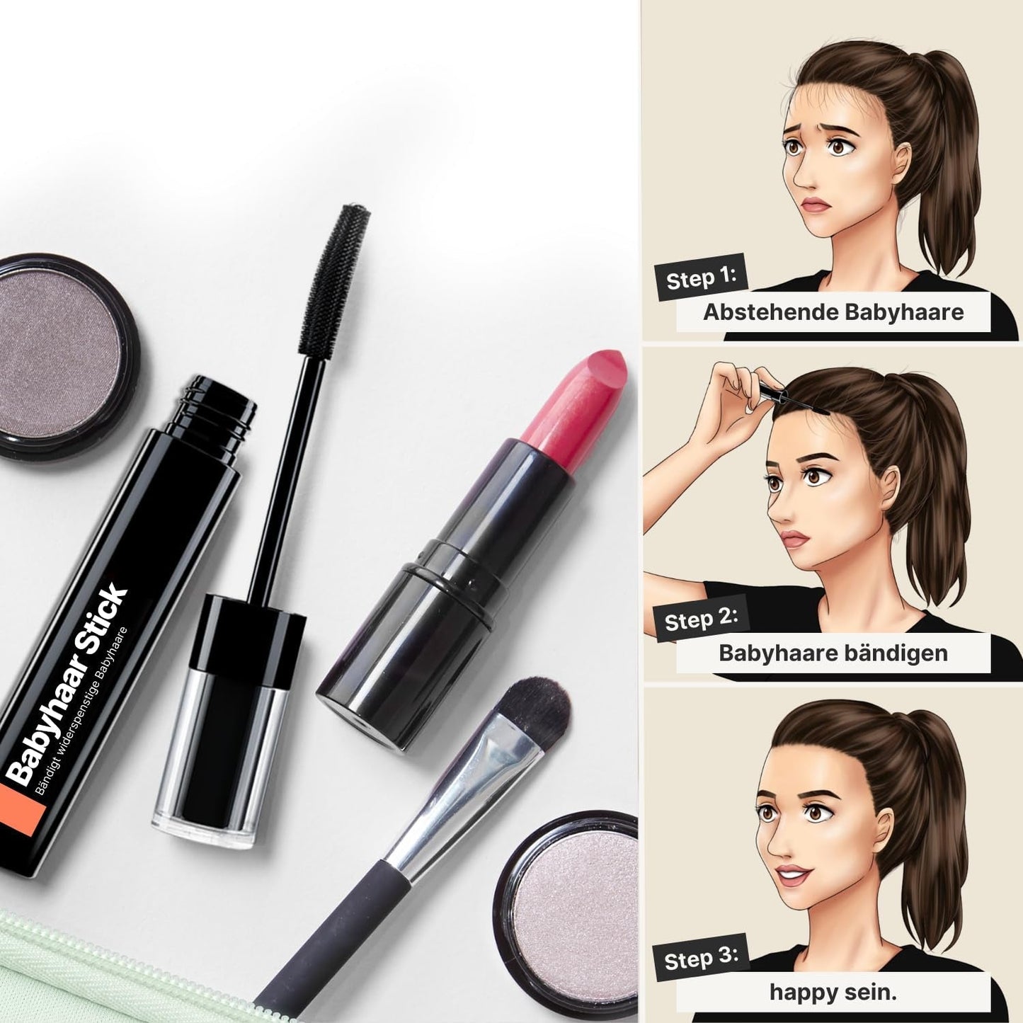 IMPERIO Hair Finishing Stick for Baby Hair - Mascara premium pour cheveux de bébé pour dompter les cheveux fins et cassés - 12 ml Teinture Transparente Naty Shop