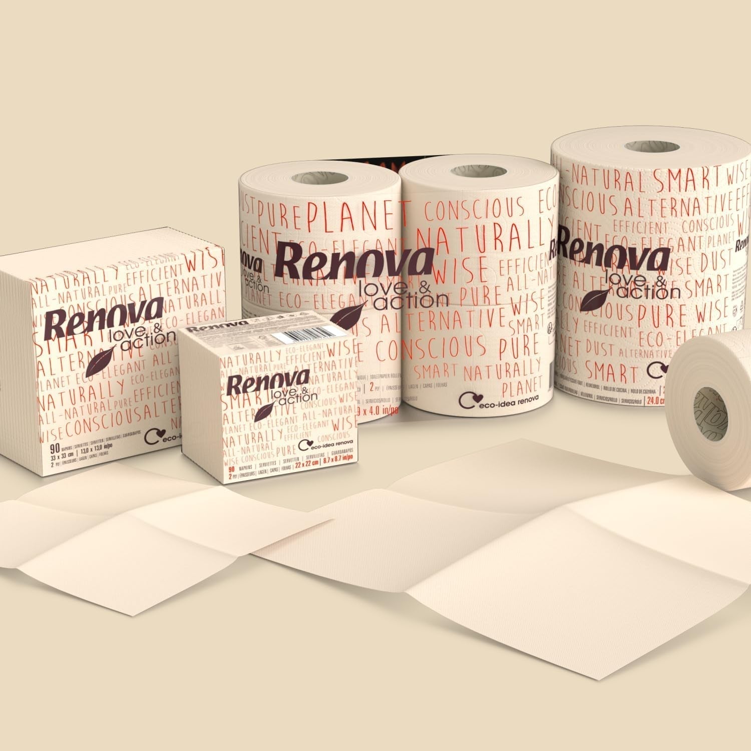 Papier toilette Renova Eco Love & Action, 4 pièces
