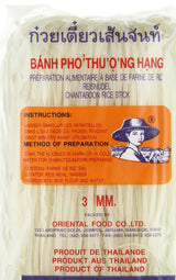 Nouilles de riz - Nouilles thaïlandaises en ruban de riz de 3 mm de large, à base de farine de riz - 17 x 400 g