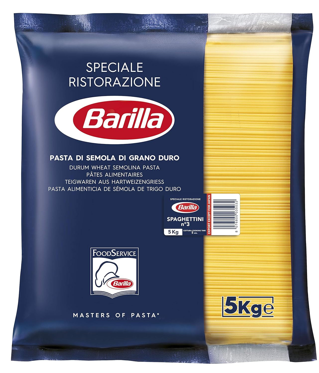 Barilla Pasta Klassische Spaghetti n.5 aus Hartweizen de haute qualité immergé al dente, (1 x 500 g), sans goût