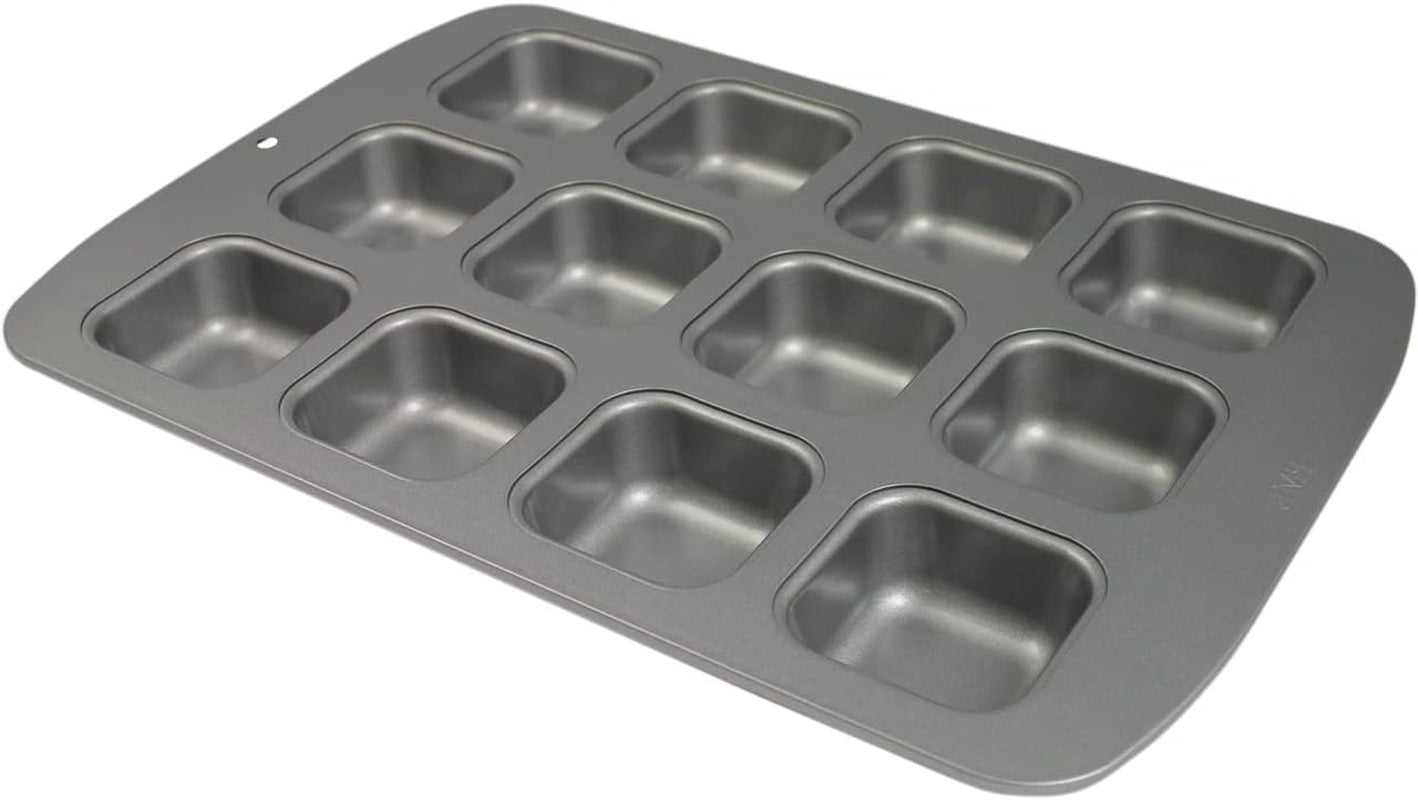 CSB106 Quadratische Antihaftbeschichtete Backform Mit 12 Minilöchern Aus Karbonstahl, Edelstahl, Argent, 37,3 X 26,1 X 3,1 cm Moules et plaques pour la pâtisserie Naty Shop