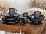 CreaTable, 20537, Vesuvio Black Series, service de table 16 pièces, service combiné en porcelaine, passe au lave-vaisselle et au micro-ondes, fabriqué au Portugal