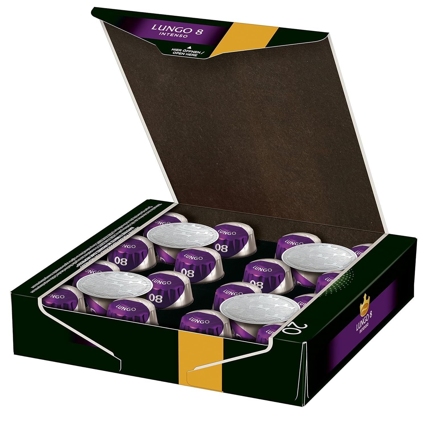 Jacobs Capsules de café Lungo Decaffeinato - Intensité 6, 10er Pack, 10 x 20 tasses & Capsules de café Lungo Intenso, Intensité 8 sur 12, 200 capsules compatibles Nespresso®*, 10 x 20 tasses