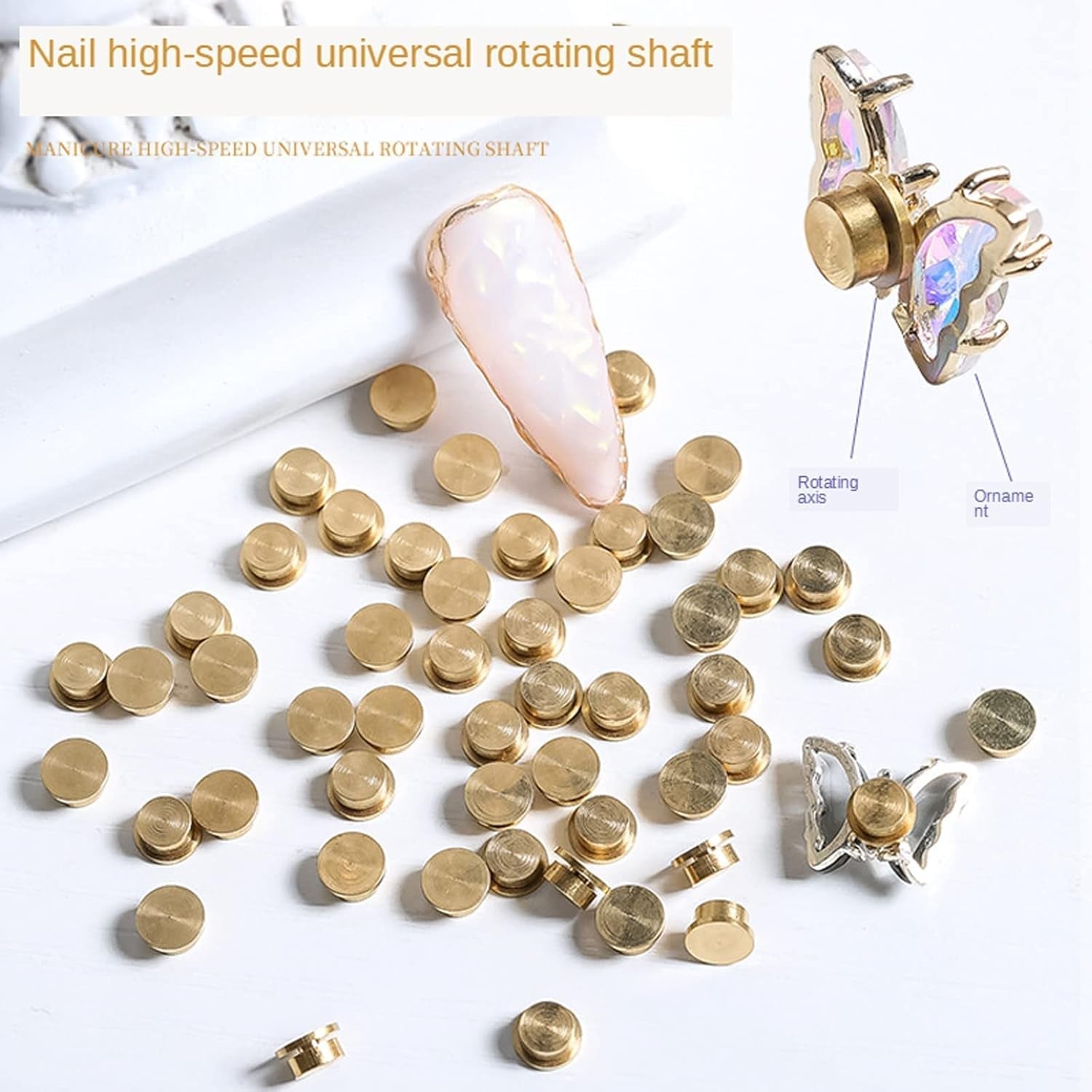 Breloque rotative pour Nail Art, 20 pièces, breloques rotatives pour ongles, roulement rotatif pour Nail Art, bricolage, artisanat, accessoires