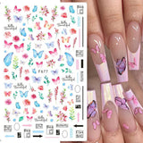 JMEOWIO Nagelsticker Schmetterling 8 Blätter Nagelaufkleber Selbstklebend Blau Schwarz Gold Schmetterling Nail Art Dekoration Nagel Design Zubehör