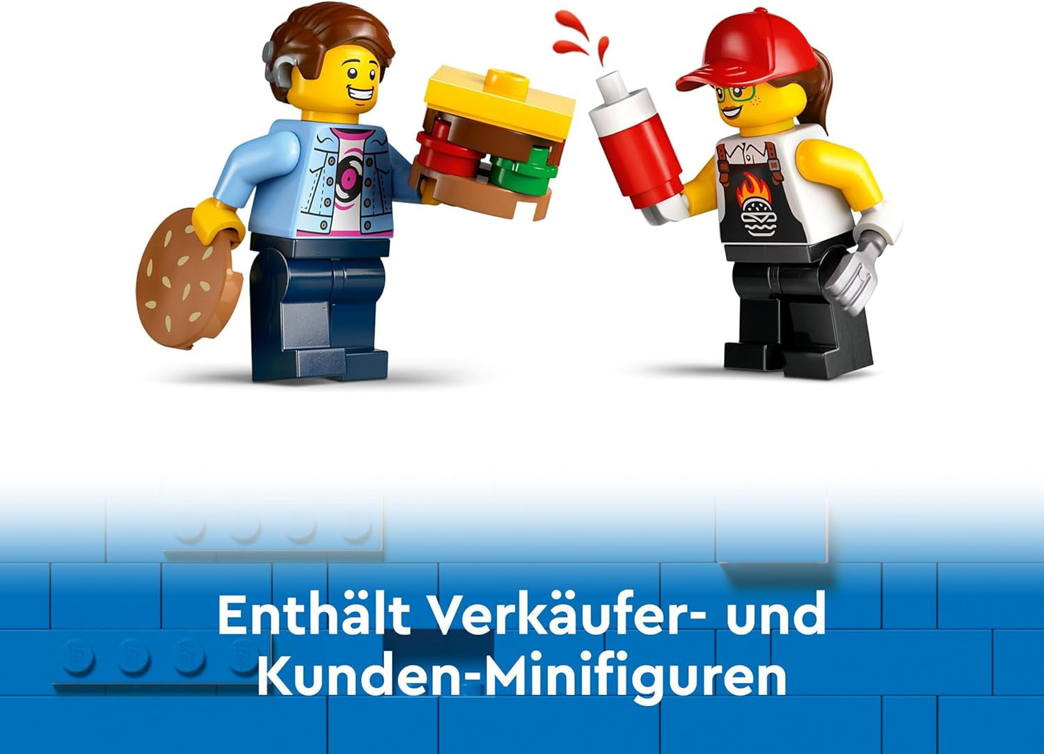 LEGO City Burger Truck - Ensemble de construction avec voiture jouet pour enfants de 5 ans, figurine et accessoires de camion de nourriture, cadeau amusant pour garçons et filles 60404 Jeux de construction Besuche den LEGO-Store
