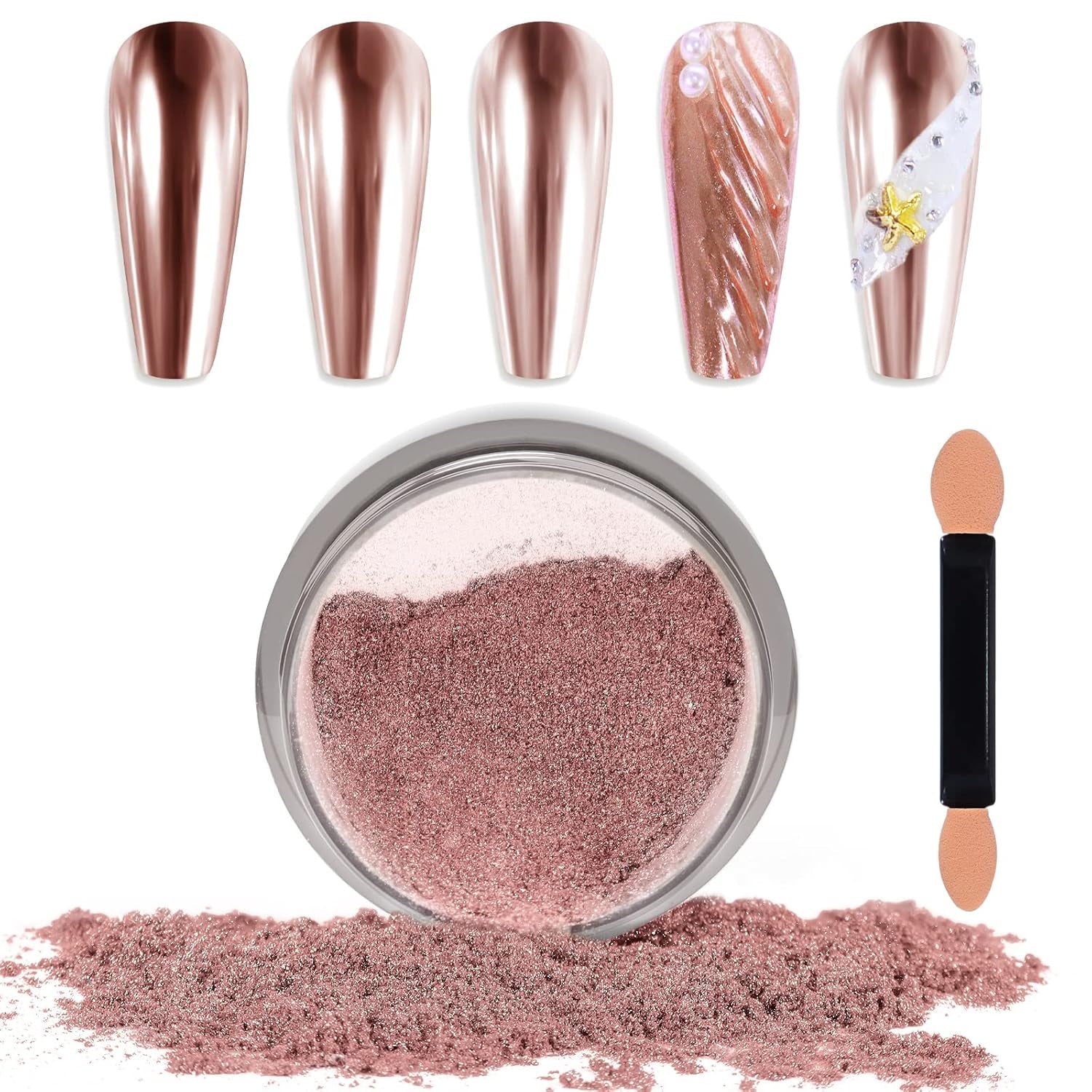 Chrome Nagel Pulver Spiegel Effekt Metallic Staub Holographische Glitter Glasierte Maniküre Dekoration Reflektierendes Pigment For DIY Gel Polish Nail Art, Harz Handwork, Geschenke for Gold