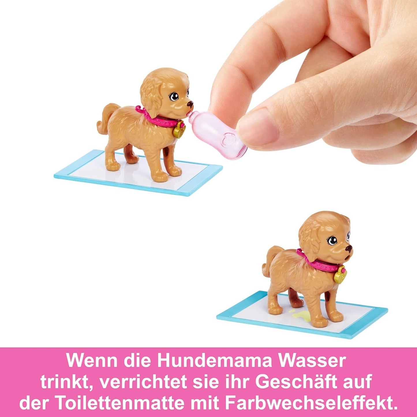 Adoption Barbie Puppy - Poupée et 2 chiots, avec certificats d'adoption, effet changement de couleur, cage et accessoires, pour enfants à partir de 3 ans, HKD 86