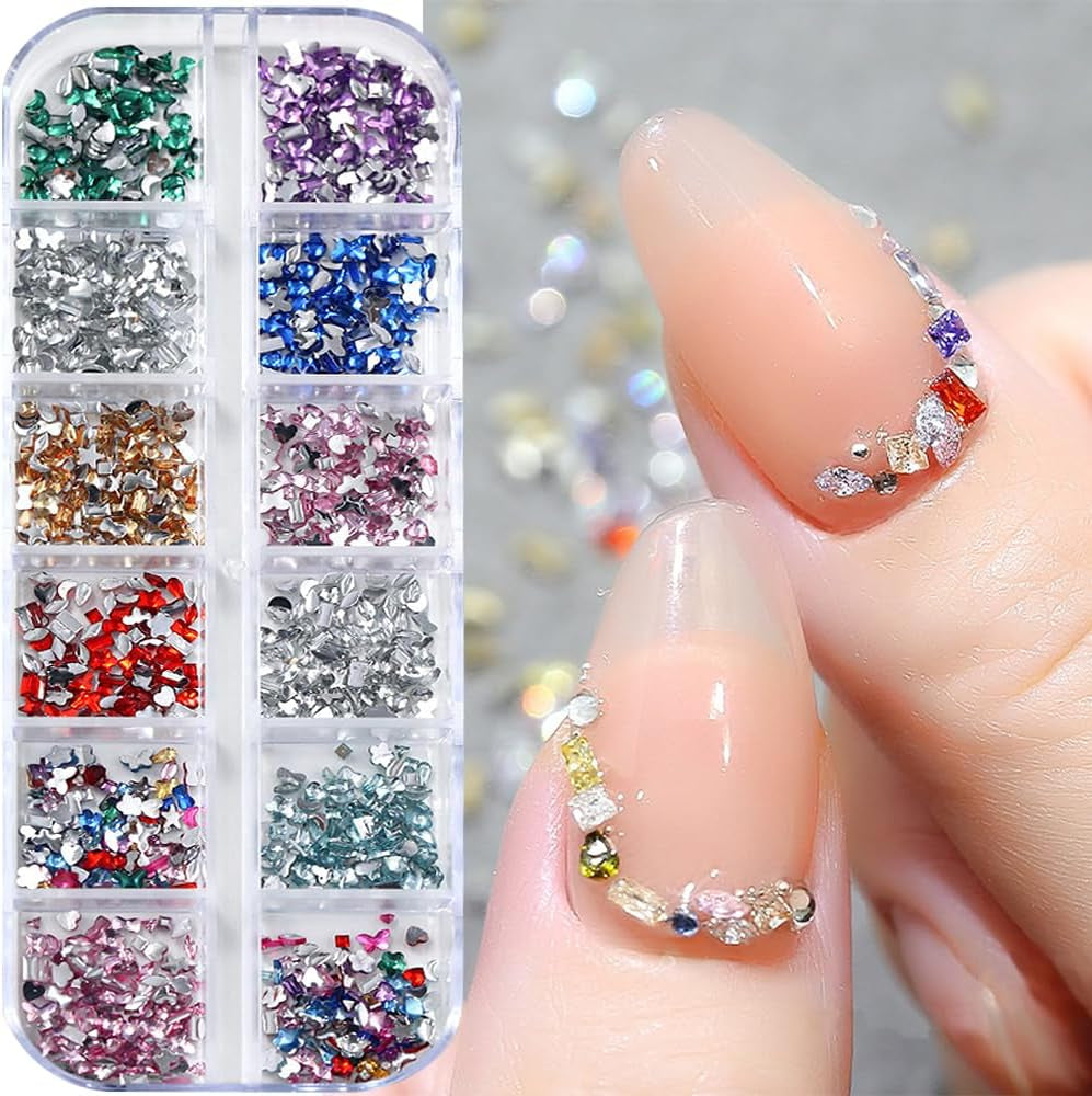 2000Pcs Bunte Strasssteine ​​​​Nägel Glitzersteine ​​​​Nagel Charms Nailart Edelsteine ​​​​Nagel Steine ​​​​Glitzer Steine ​​​​Nagel Charms Nägel Zubehör Kristalle Diamant Nageldesign Strass Nail Art Strass Nail Gems