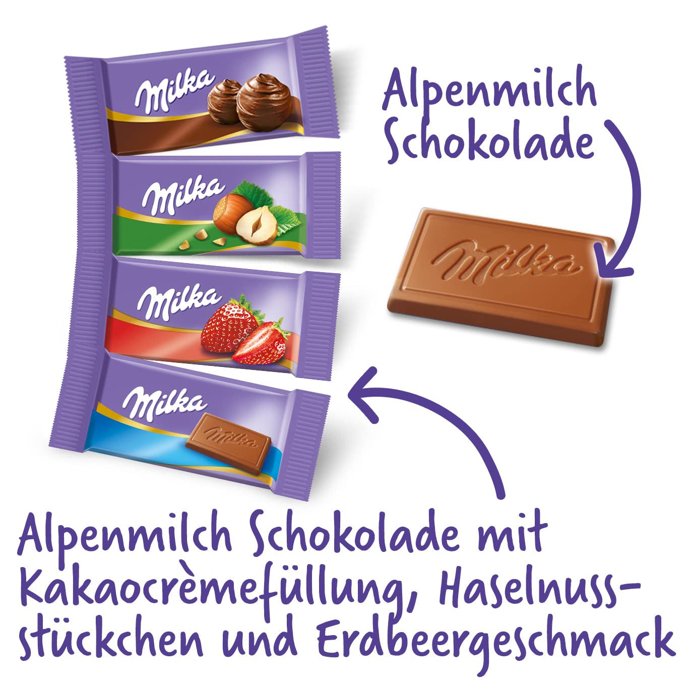 Milka Naps Mix 1 X 1,702 Kg, Mini-Schokoladentäfelchen Aus Alpenmilch, Erdbeer, Haselnuss et Crème Au Cacao Naty Shop