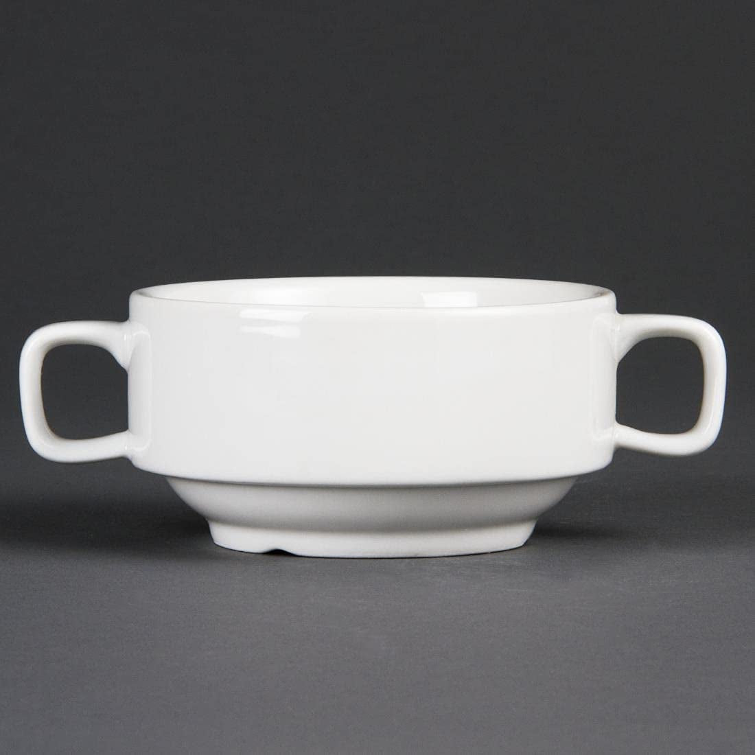 Bols à soupe Olympia Whiteware avec poignées 400 ml (6 pièces) - passent au four, au micro-ondes, au congélateur et au lave-vaisselle C239