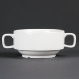 Bols à soupe Olympia Whiteware avec poignées 400 ml (6 pièces) - passent au four, au micro-ondes, au congélateur et au lave-vaisselle C239