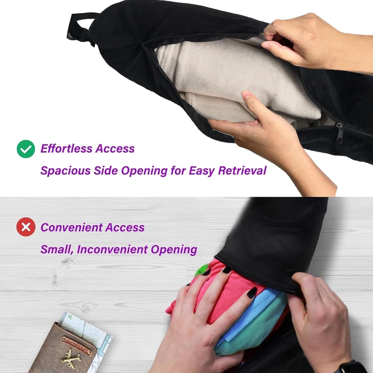 Bivpreom Oreiller de voyage en peluche, oreiller de voyage en peluche, oreiller de voyage, rembourré de vêtements, se transforme en bagage supplémentaire sans excédent de bagages Oreillers de voyage Naty Shop