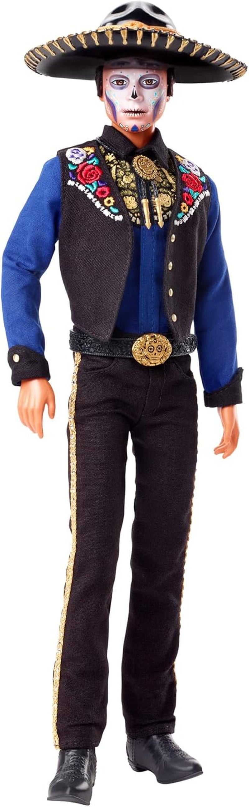 Ken Barbie 2022 Día De Muertos Poupée avec chemise, gilet et sombrero, peinture pour le visage Calavera, cadeau pour les collectionneurs