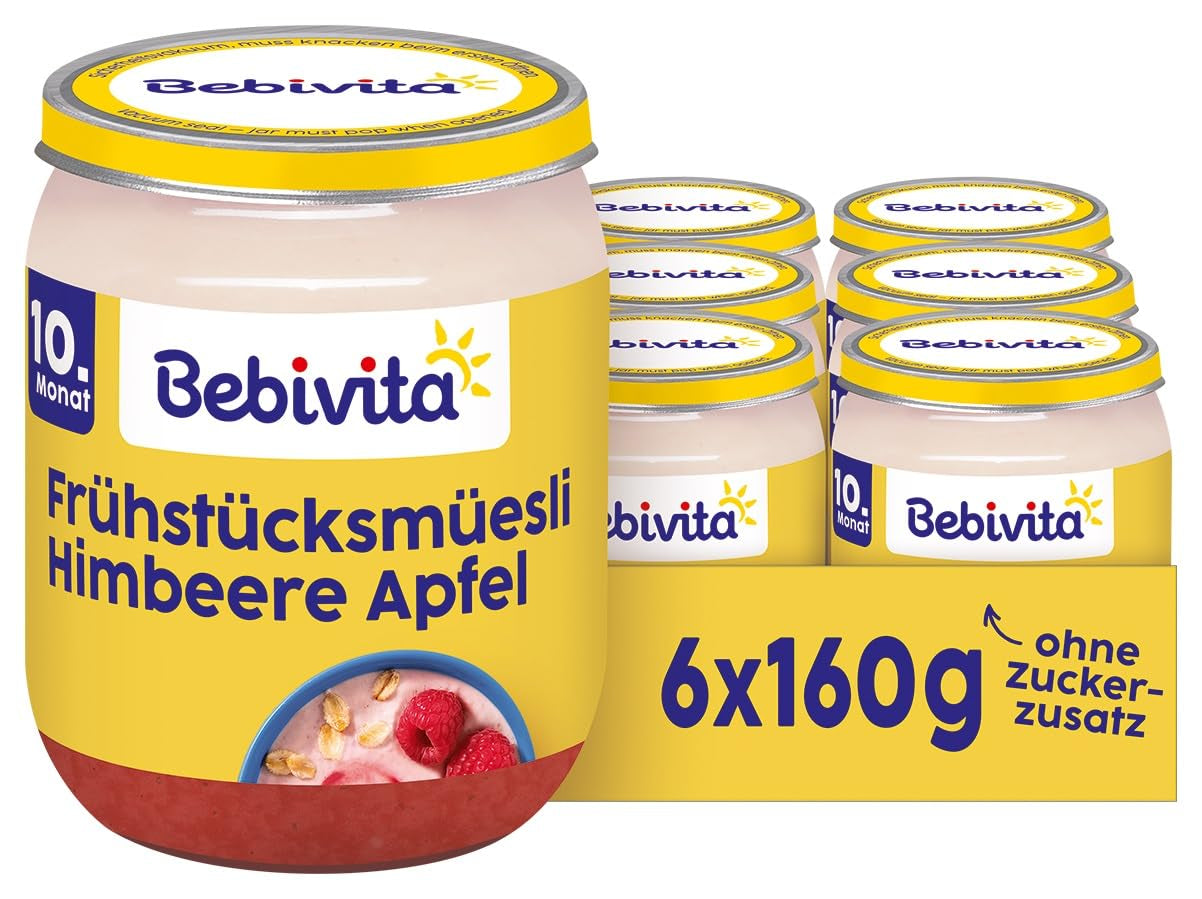 Muesli petit-déjeuner aux framboises et pommes, 160g, paquet de 6 (6 x 160g)