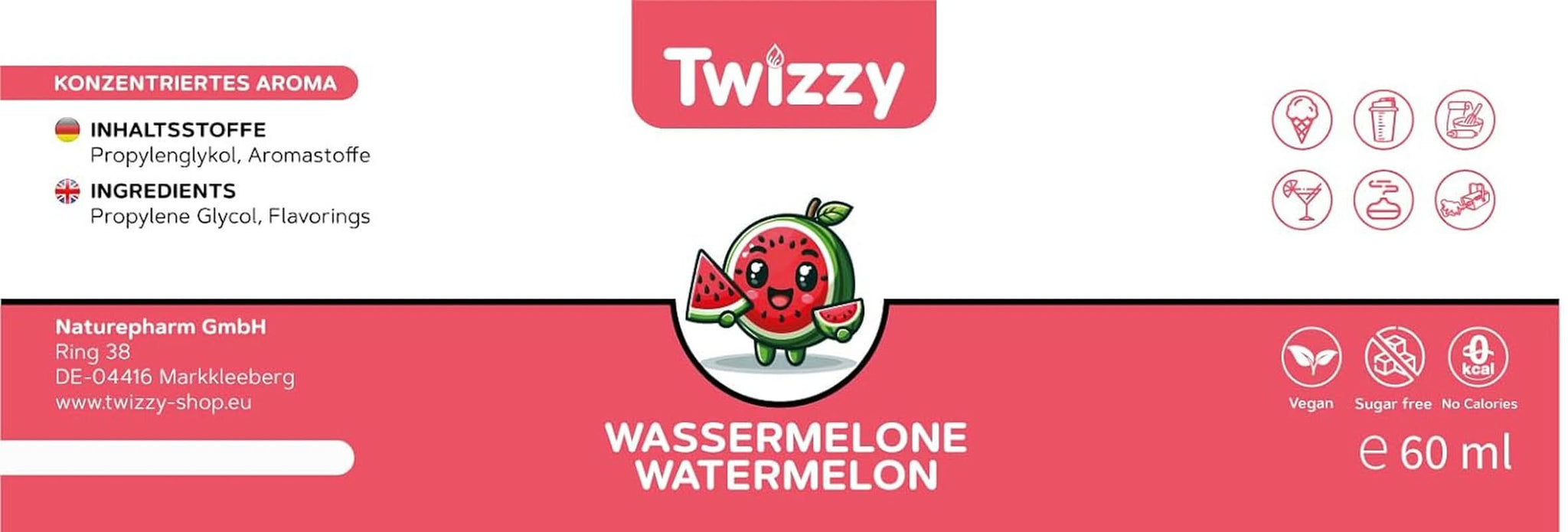 Pastèque Twizzy, Arôme Alimentaire - 60 ml - Arôme intense Arome Naty Shop