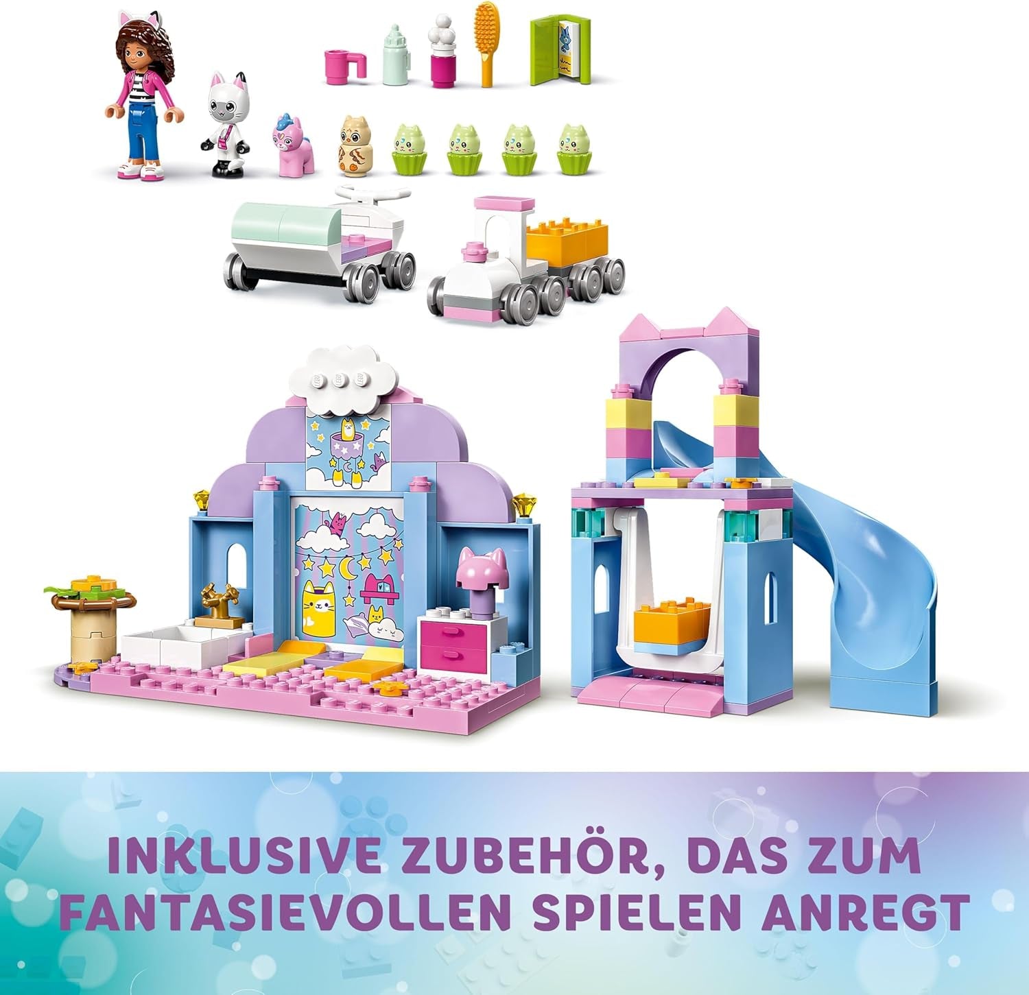LEGO 4+ Gabby's Dollhouse Gabby's Little Kitty Ears Jeu d'imitation d'animal Jouet pour enfants avec toboggan et figurines Cadeau pour filles et garçons Jouet de jeu créatif 10796 Jeux de construction Beuche den LEGO-Store