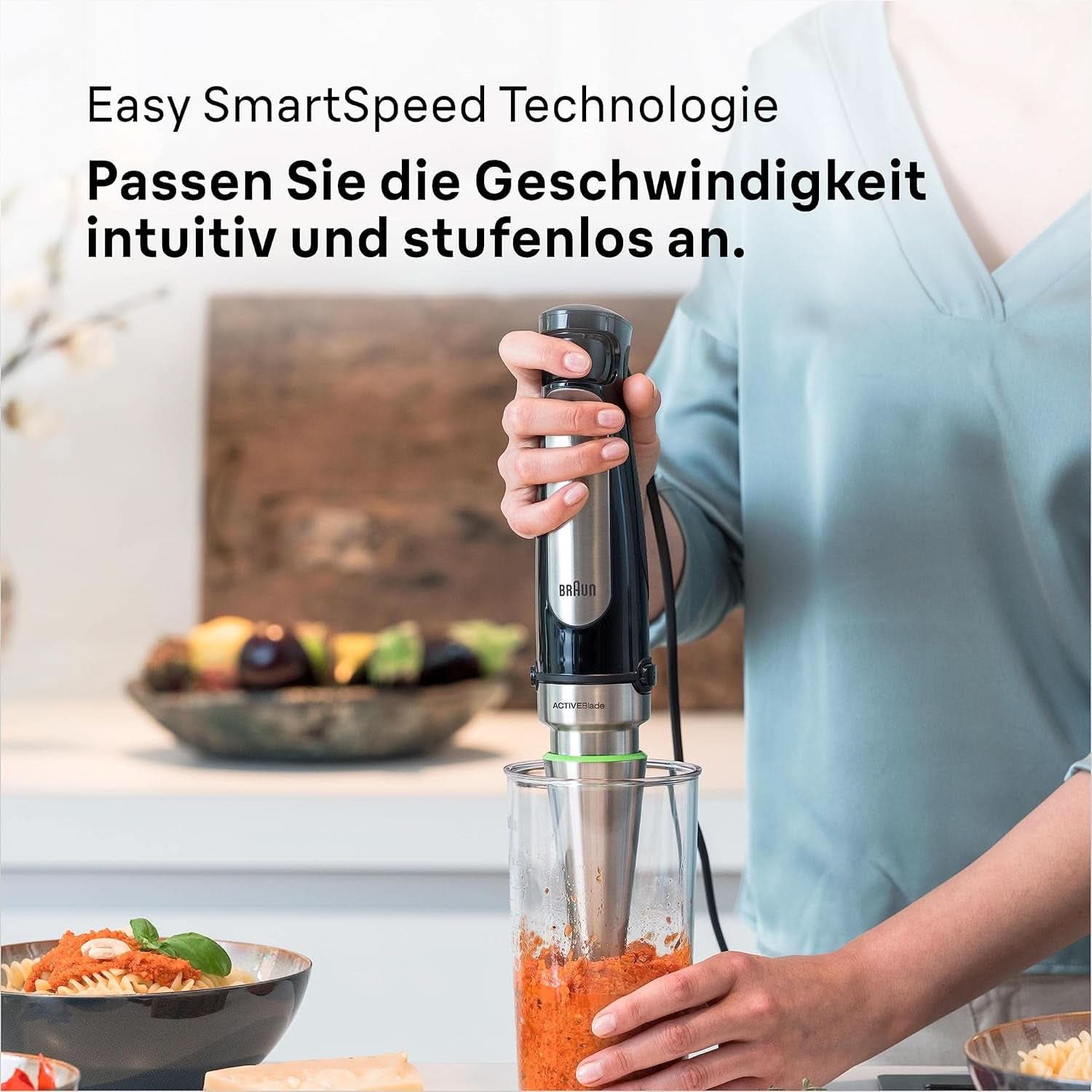 Braun Multiquick 7 MQ 7035X Stabmixer - Pürierstab Mit Abnehmbarem Edelstahl Mixfuß Mit Activeblade Technologie Zum Pürieren Der Härtesten Ingredient, Inkl. Ensemble de 3 pièces, 1000 watts, Schwarz Kitchen Naty Shop
