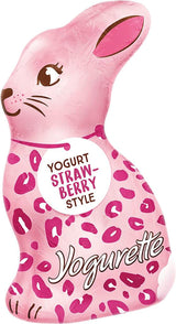 Lapin de Pâques au yaourt 75g – Lapin en chocolat pour Pâques – Chocolat blanc avec yaourt et chips de fraises fruitées – Lapin en chocolat pour Pâques et panier de Pâques – Cadeau chocolat – Cadeau de Pâques