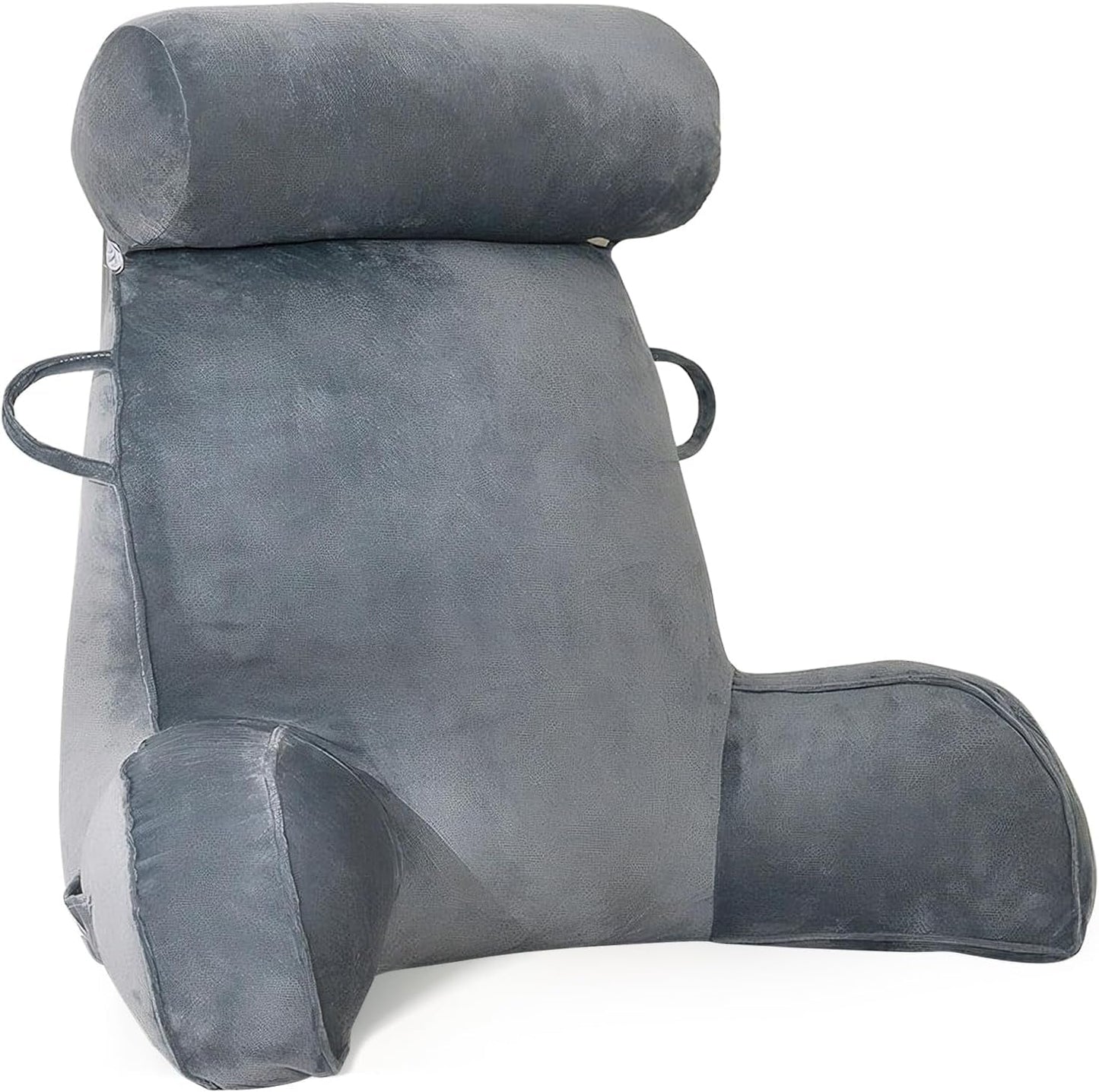 Oreiller de lecture XL pour lit et canapé avec tour de cou amovible, oreiller de dos idéal pour adultes avec mousse à mémoire de forme pour lire, travailler, jouer, regarder la télévision, se détendre (gris)