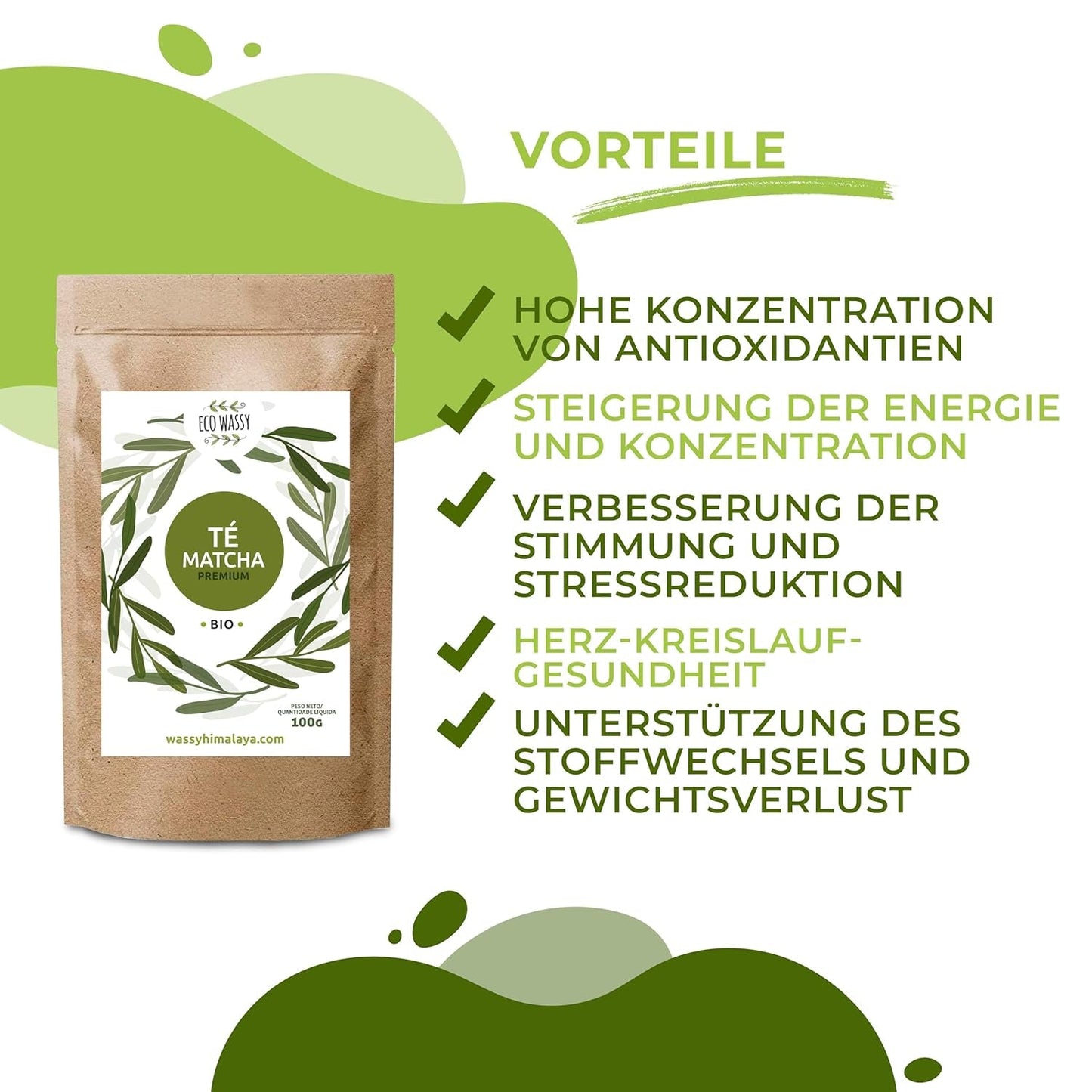 Thé Matcha japonais, qualité premium, en poudre. 100% naturel. Réducteur de thé vert, puissant détoxifiant et antioxydant. Matcha purement cultivé - Origine : Japon (100 g)