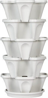 Jardinière verticale empilable à 5 niveaux pour fraises, herbes, fleurs et légumes pour jardin intérieur et extérieur.
