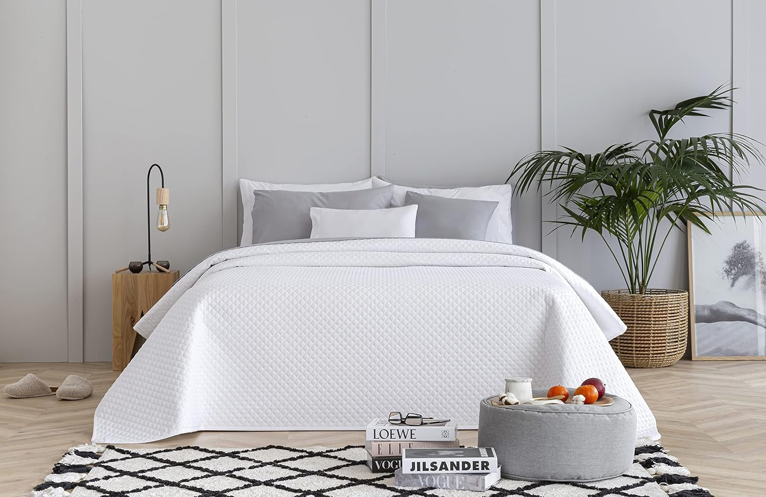 Todocama Fine Boutique Couvre-lit avec motif diamant Printemps Été Automne Hiver 100 % Microfibre Extra Douce Couvre-lit Multifonctionnel 105-200 X 260 cm Lits et Couvertures Beige Besuche den Todocama-Store Blanc Cama 80/90 - 180X260Cm