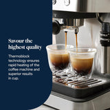 De'Longhi Classic EM450.M Machine à expresso porte-filtre avec mousseur à lait professionnel, boîtier entièrement métallique, 15 bars, réservoir d'eau 1,7 l, acier inoxydable/métal