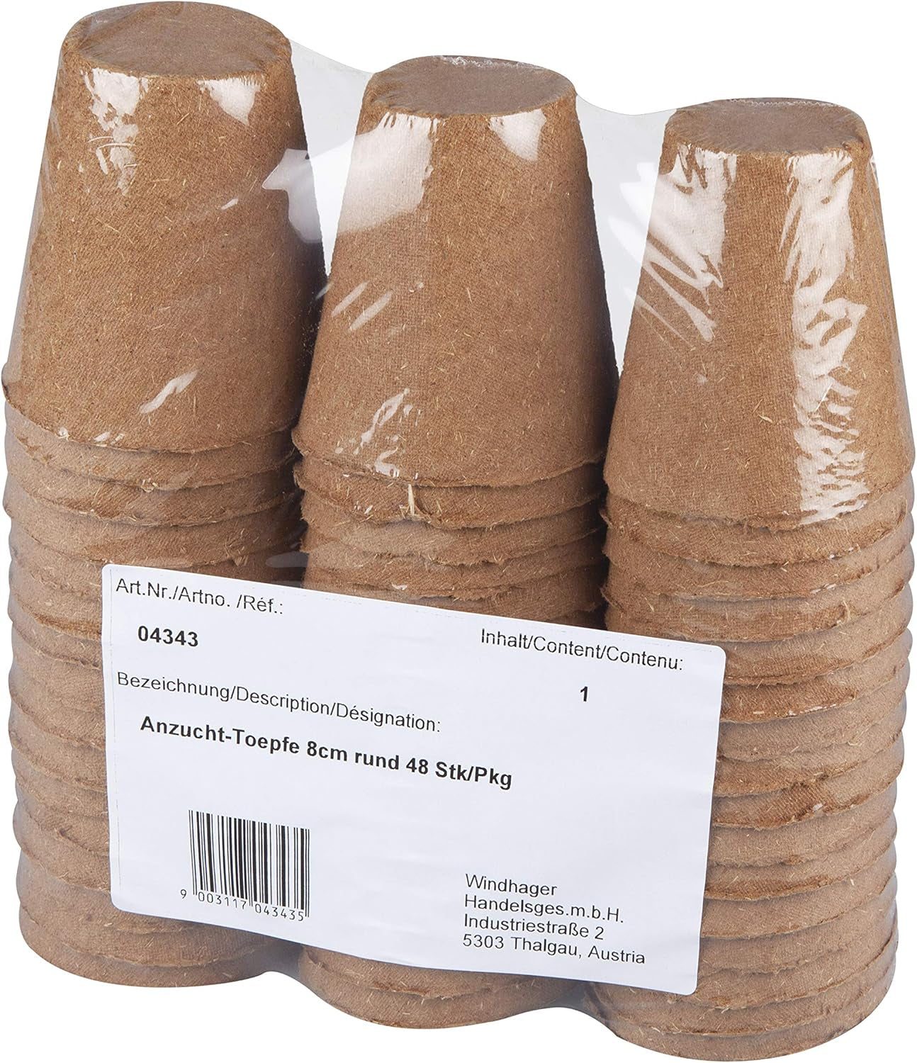 Pots de semis Windhager, 48 ​​pièces, diamètre 8 cm, marron, sans tourbe, 04343