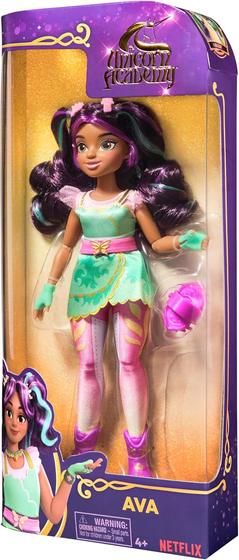 Unicorn Academy Ankleidepuppe Ava - la poupée originale pour la série Netflix fidèle, 24 cm de gros et avec 7 accessoires pour un jeu de rôle fantastique, pour les enfants de 4 ans