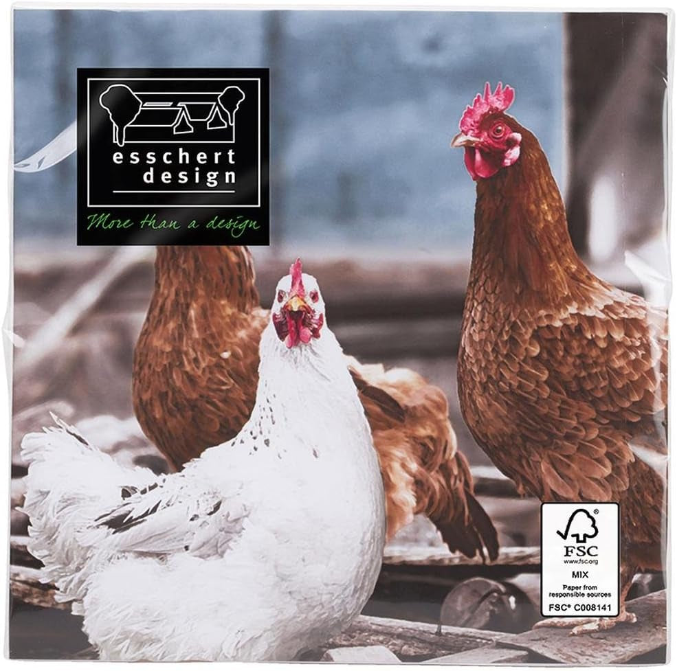TP179 serviettes en papier, poulets, 33 X 33 X 0,1 cm, bleues