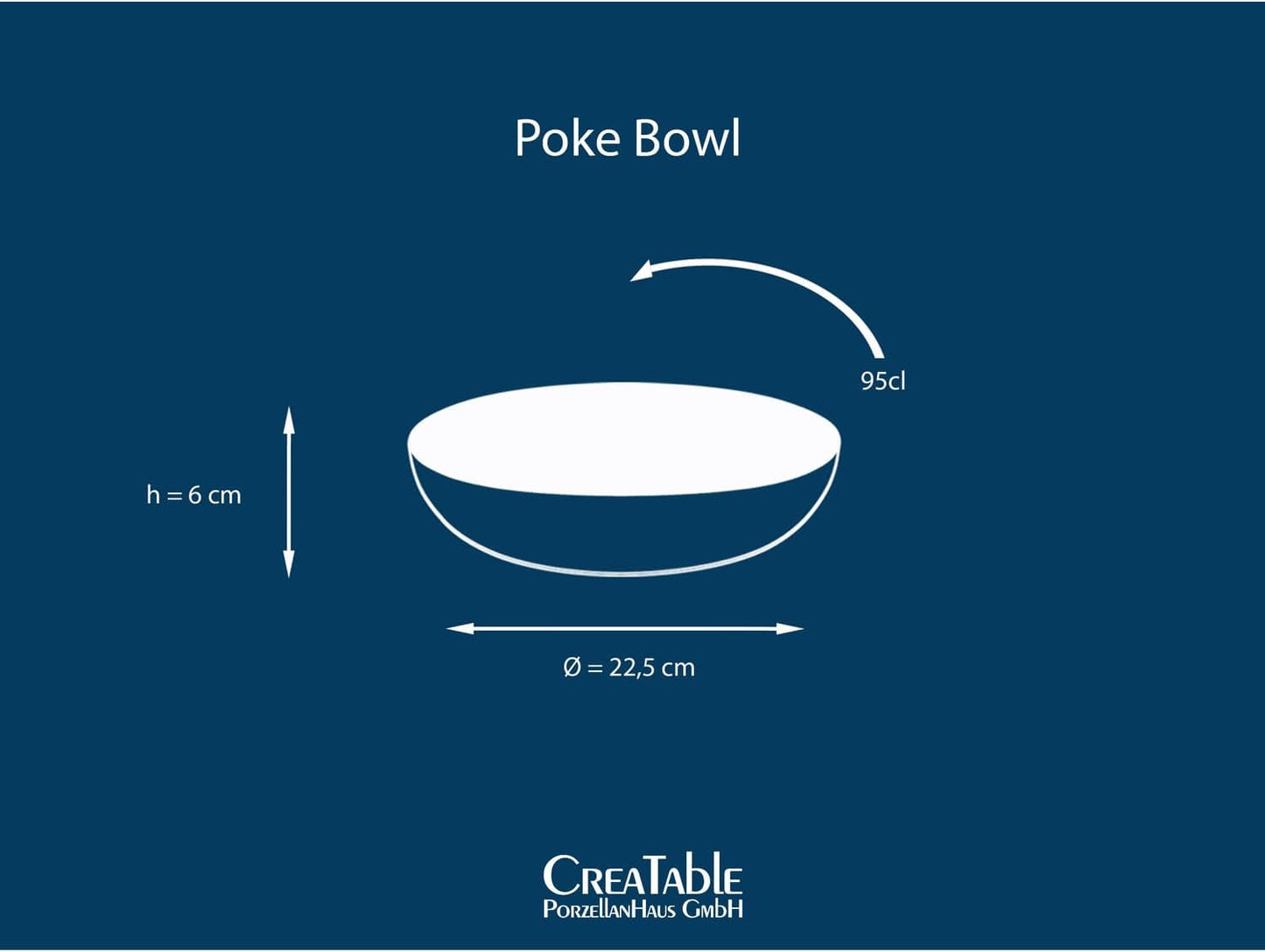 Creatable, 21683, Série Nature Collection Water, Ensemble de cuisson 4 pièces pour 4 personnes, Poke Bowl au Steinzeug, spülmaschinen- und mikrowellengeeignet, Produit de qualité