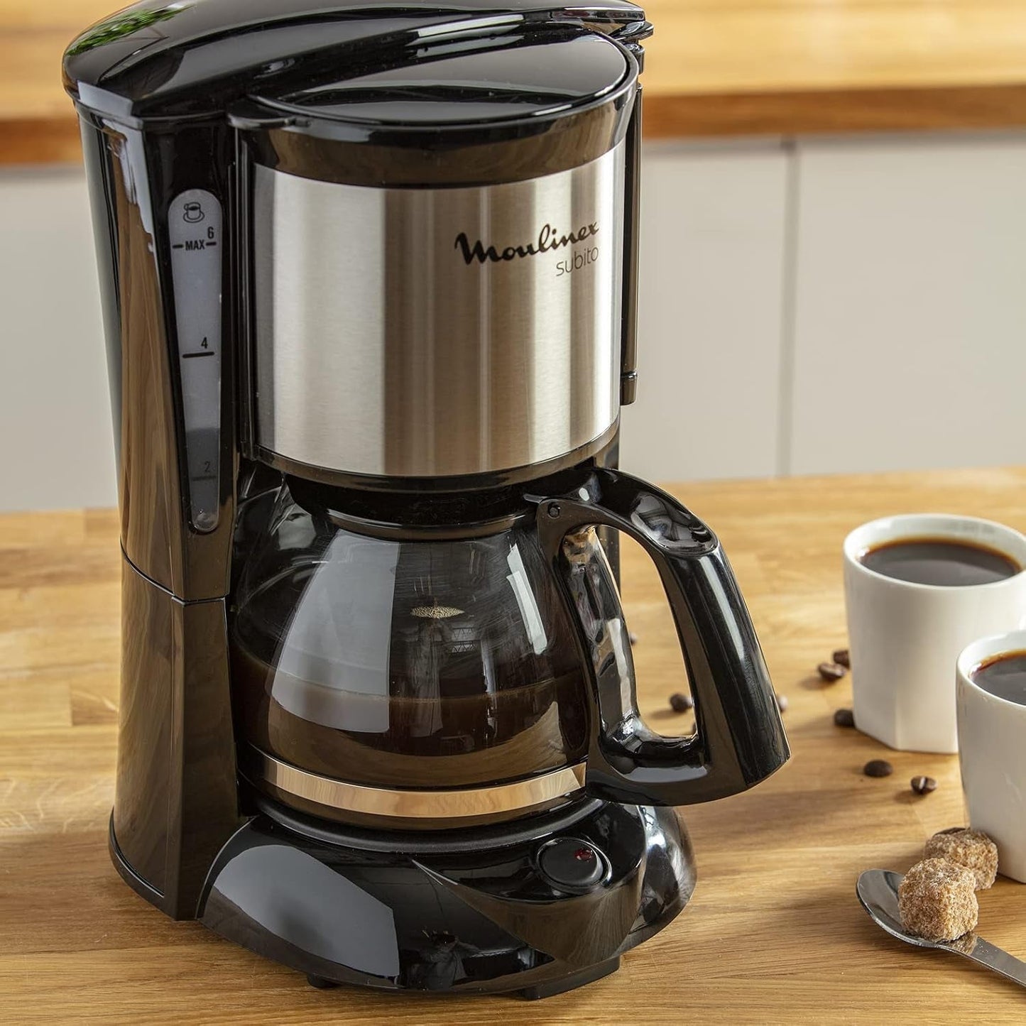FG150813 Cafetière Subito, 6 tasses, Noir/Acier inoxydable