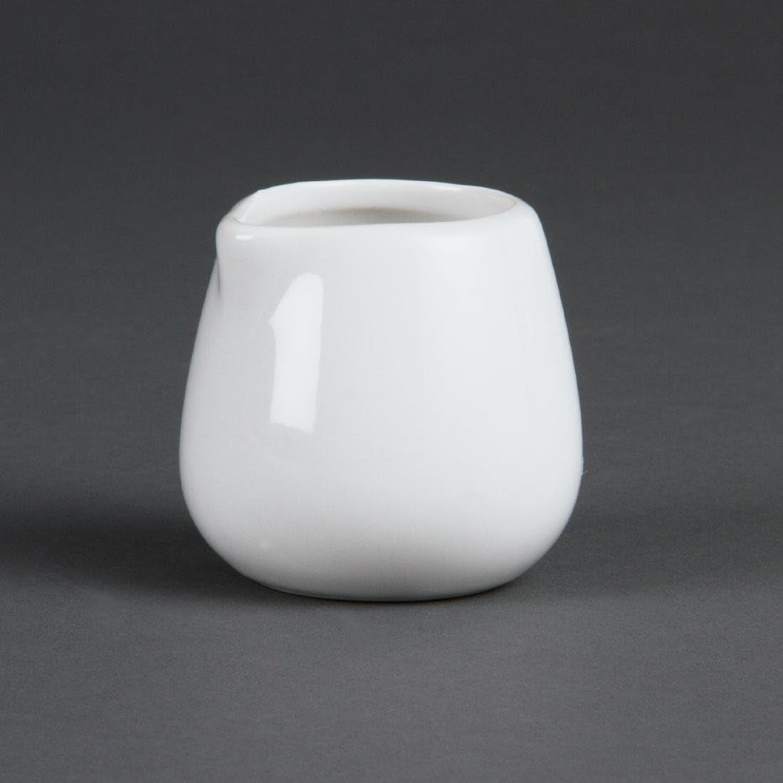 Olympia Whiteware Petits pichets de service 43 ml (paquet de 12), porcelaine blanche – Pichet sans poignée idéal pour le lait, la crème, les sauces, les sauces – Passe au lave-vaisselle/micro-ondes, café à domicile, restaurant, C203