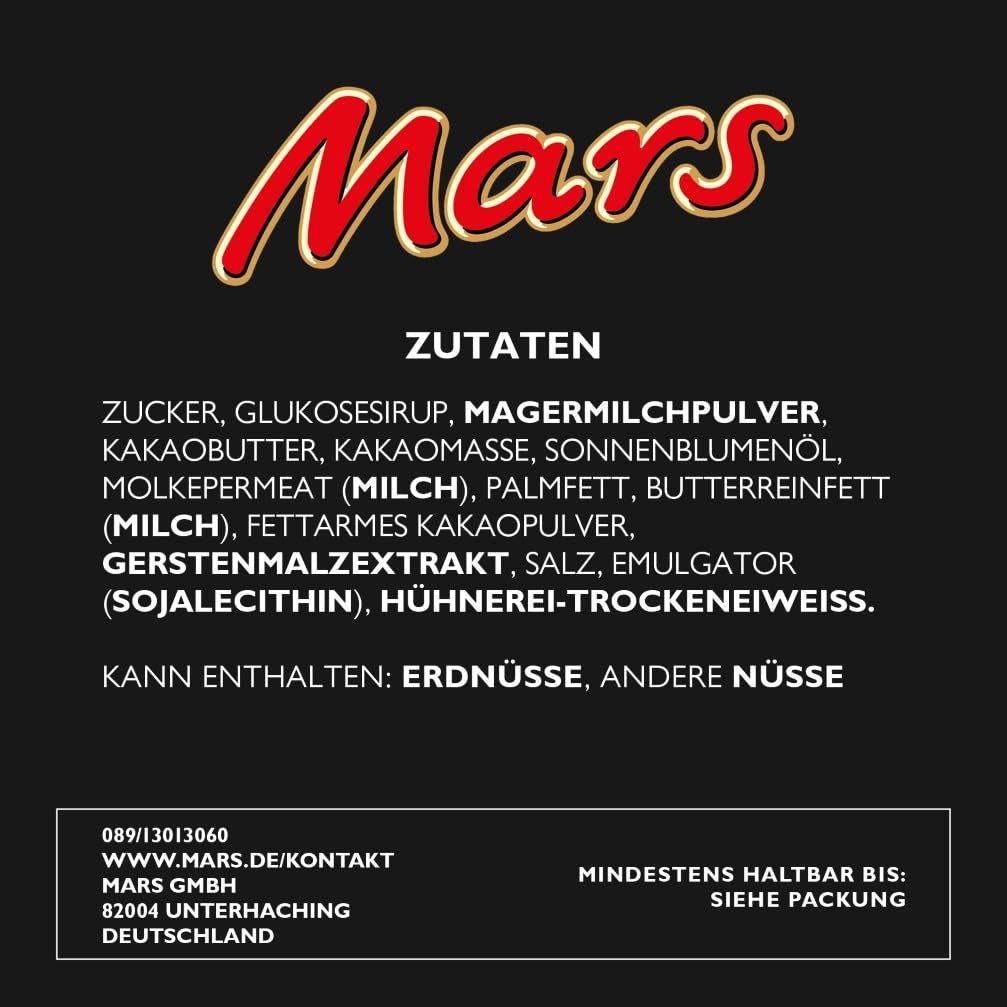 Tablettes de chocolat Mars, caramel, chocolat, 1 paquet de 5 barres (1 x 225 g)