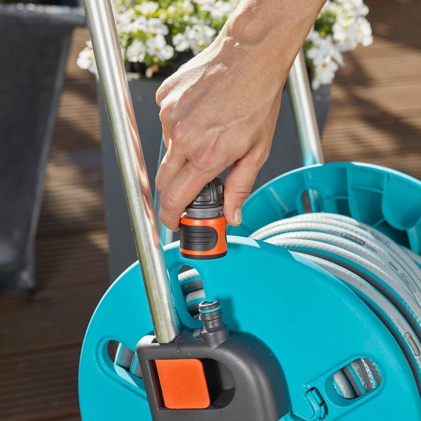 GARDENA CleverRoll S chariot à tuyau, enrouleur de tuyau, rangement compact (18500-20)