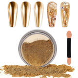 Chrome Nagel Pulver Spiegel Effekt Metallic Staub Holographische Glitter Glasierte Maniküre Dekoration Reflektierendes Pigment For DIY Gel Polish Nail Art, Harz Handwork, Geschenke for Gold