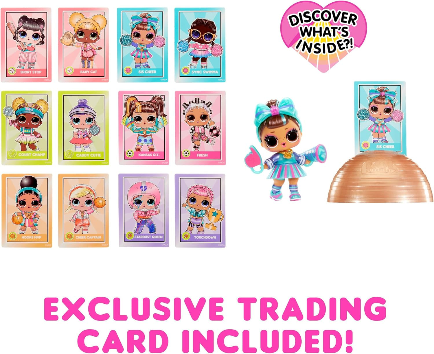 Mdr Surprise ! Collection All-Star Sports Vault Tots – Comprend 1 poupée, un emballage blindé, 12 poupées à collectionner, 8 accessoires de déballage, idéal pour les 4 ans et plus, rose