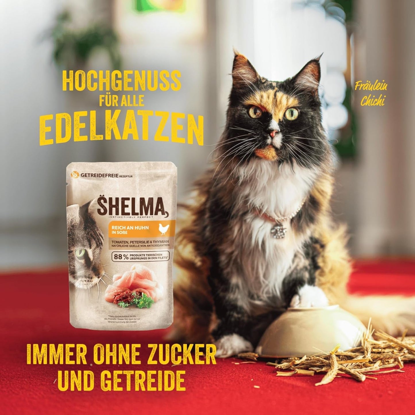 Shelma Nourriture humide pour chat avec dinde dans une sauce tomate et herbes – Aliment complet sans céréales à haute teneur en viande – 28 x 85 g (2,38 kg)