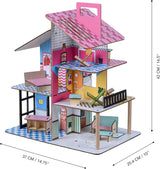 Olivia's Little World 360 Maison de poupée en bois pour enfants, poupées de 8,9 cm et 12 accessoires, multicolore TD-13260C