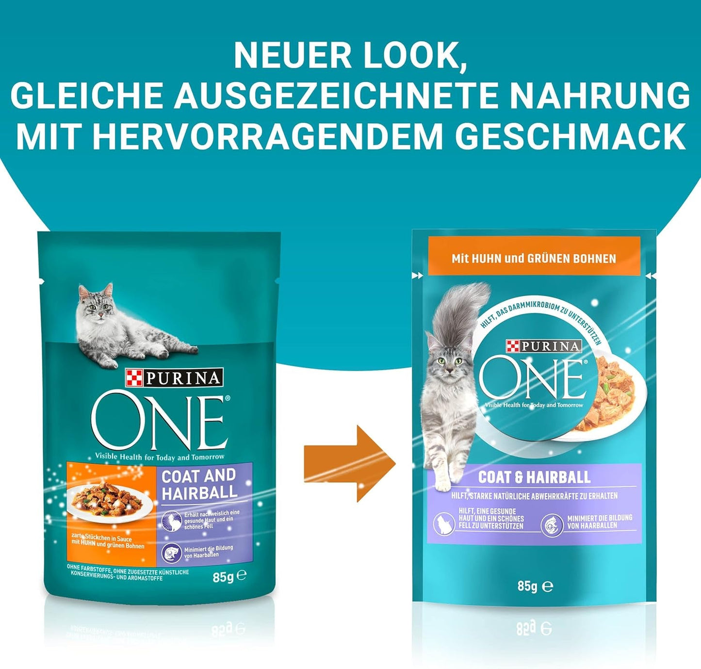 PURINA ONE Coat and Hairball Nourriture humide pour chat en sauce au poulet, paquet de 26 (26 x 85 g)